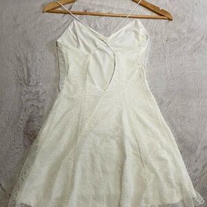Garage Cream Backless Lace Slip Dress